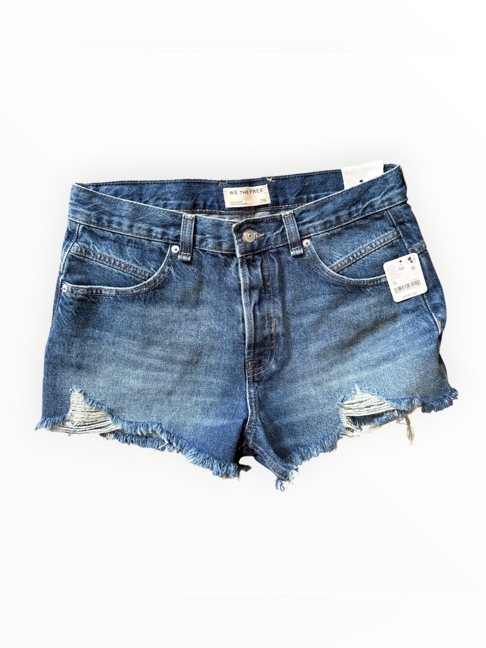 NWT Free People We The Free Medium Blue Distressed Denim Cutoff Shorts